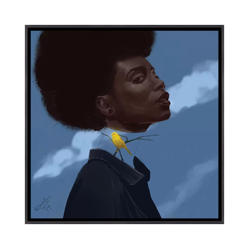« Canary » par Adekunle Adeleke-reproduction d’art, Pas de tapis, H 37 po x l 37 po x P 1,5 po, Toile avec cadre noir patiné