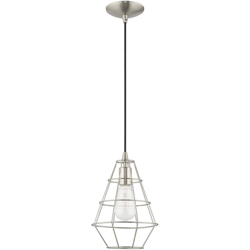 Luminaire suspendu sphère 1 lumière, Nickel brossé / noir, Nickel brossé