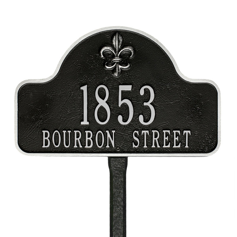 Plaque d'adresse Fleur de Lis, Noir/argenté, Oui