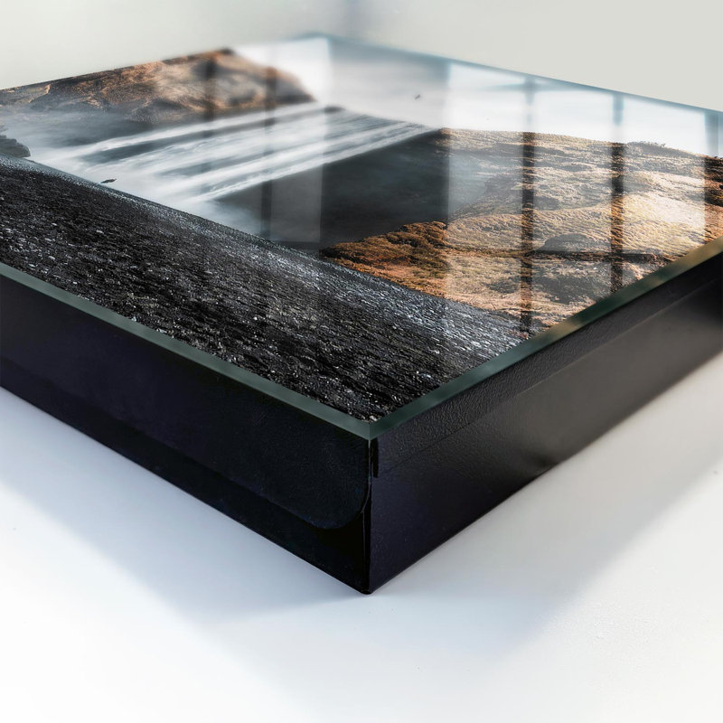 Key box for wall, Opens to the left, 30x30x5, White, A waterfall among rocky cliffs, 