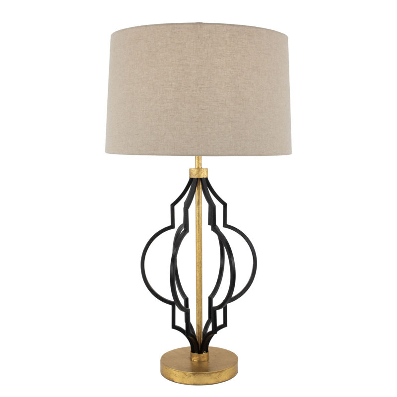Luna Table Lamp, Off White, Black/Gold Leaf
