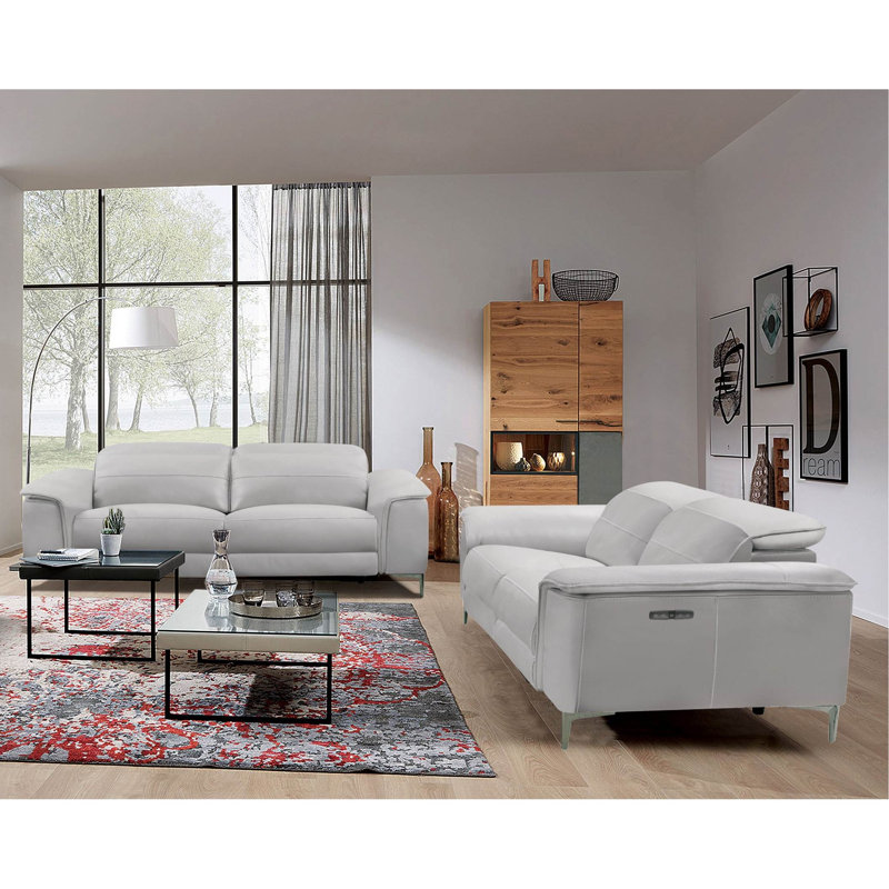 Ensemble de canapé inclinable électrique Chelita, Blanc, 1 Sofa, 1 Loveseat