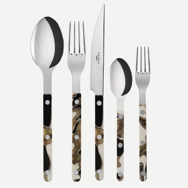Bistrot Dune 5 - Piece Stainless Steel Flatware Set - Service for 1, Black