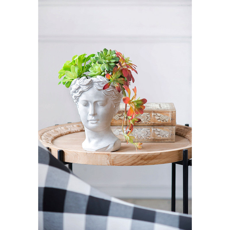 Lough Statue Planter, Gray, 10.6" H x 7.3" W x 6.9" D