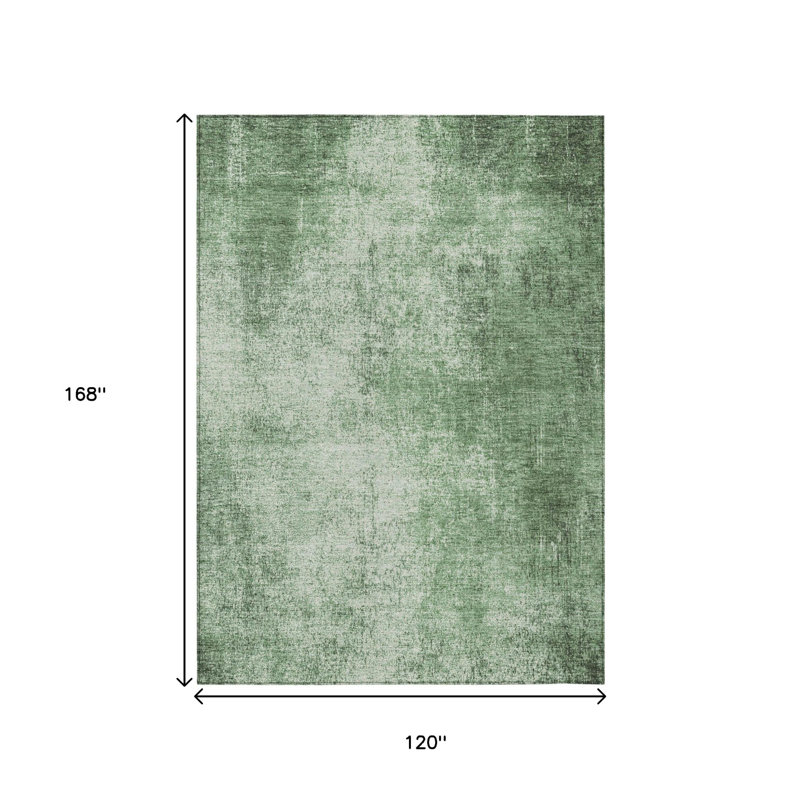 Tapis intérieur/extérieur lavable, motif abstrait vert et anthracite, 3 m x 4,2 m