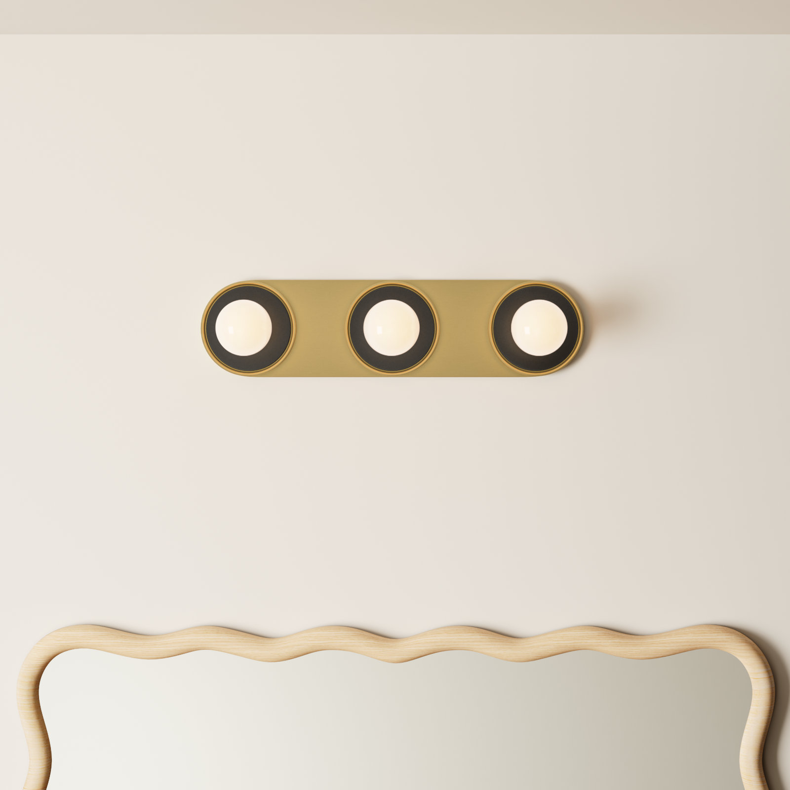 Rocha 3 Light Alabaster Dimmable Bath Bar, Yes, Black/Natural Aged Brass