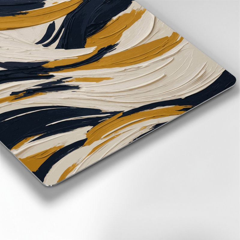 Abstrait paysage 93, art mural en métal beige, H 32 po x l 32 po