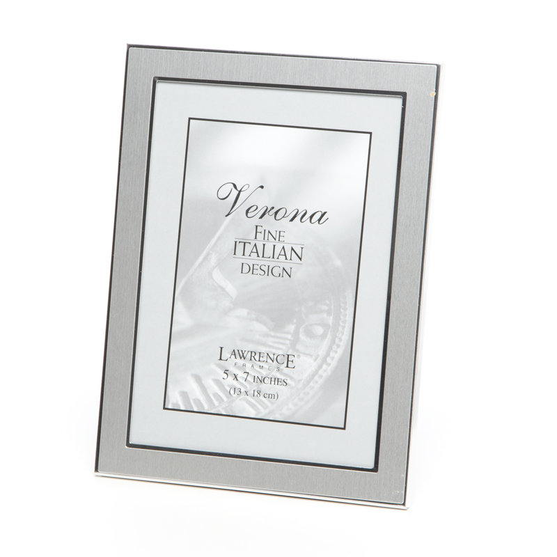 Cadre photo en métal arrière velours, 5 po x 7 po, Argent satiné brossé