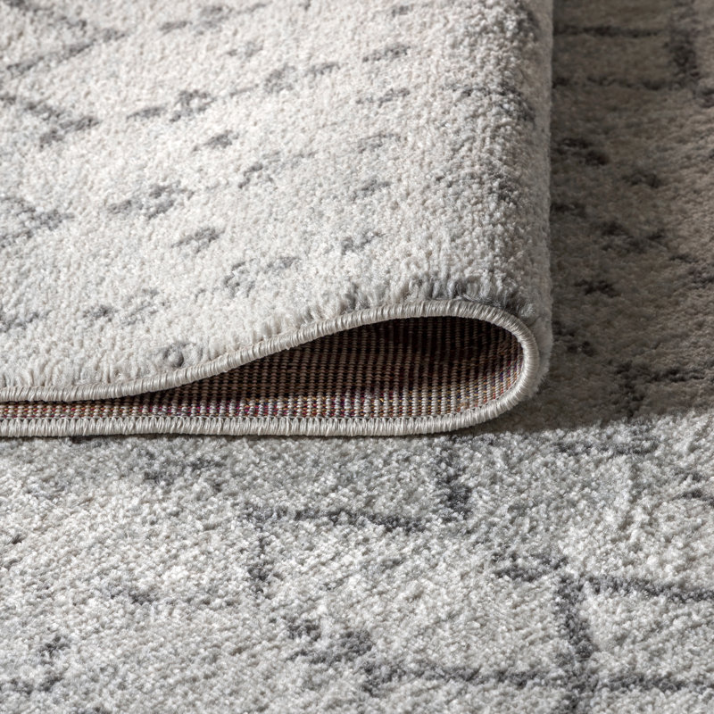 Kateshia Moroccan HYPE Boho Vintage Diamond Cream/Gray Rug, Square 9'