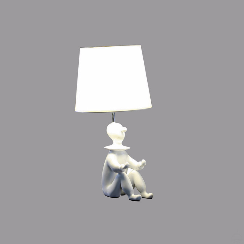 Lampe de table moderne en résine, Blanc, Blanc