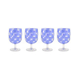 Blue Check Acrylic Water Goblets