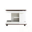 Adjustable End Table With Wheels, 360°rotating Top, Storage Space, Wood Grain Texture And Vertical Striped Design-2067949055