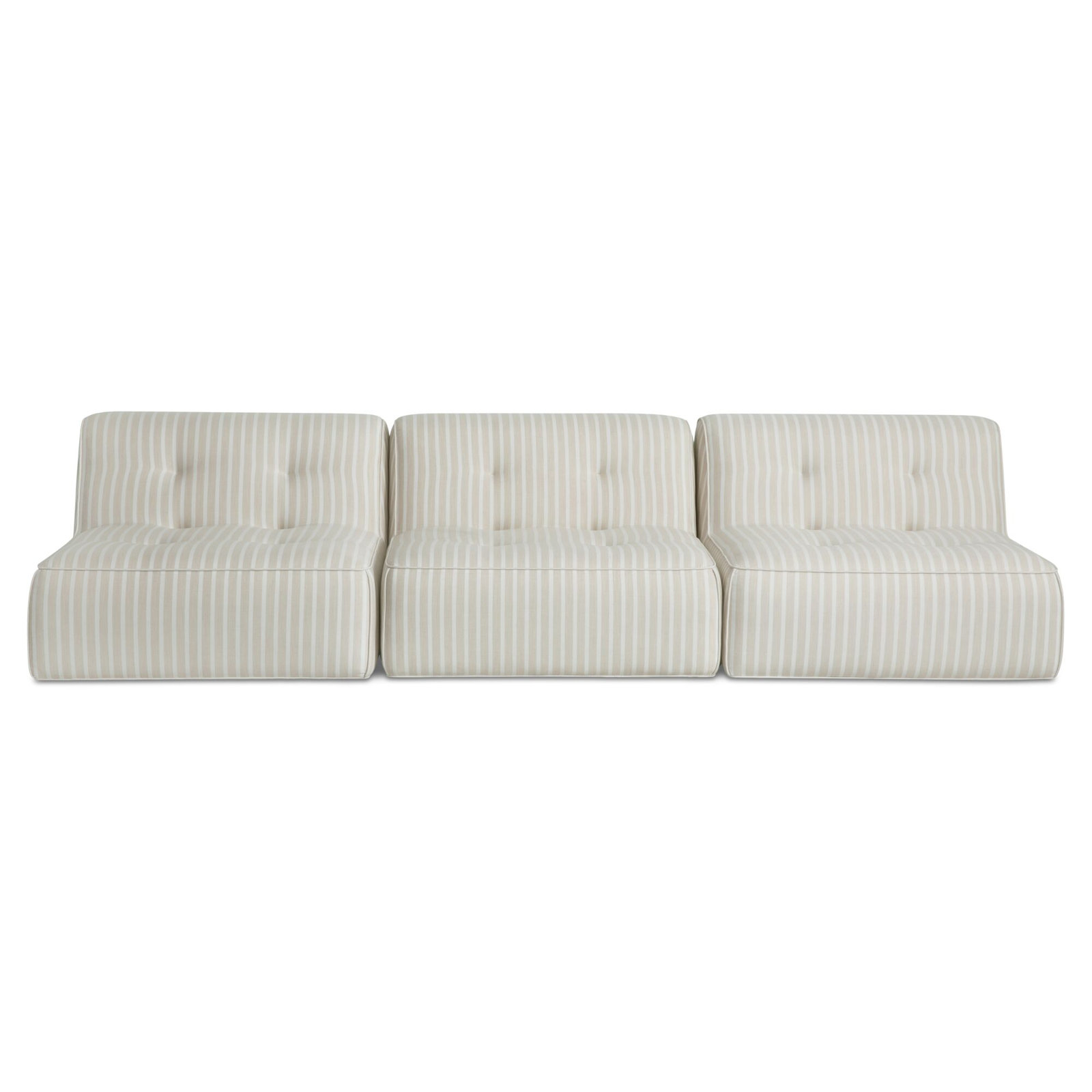 Perrie Outdoor Lounge Brown Stripe, 3 Armless Chairs, Brown Stripe Acrylic