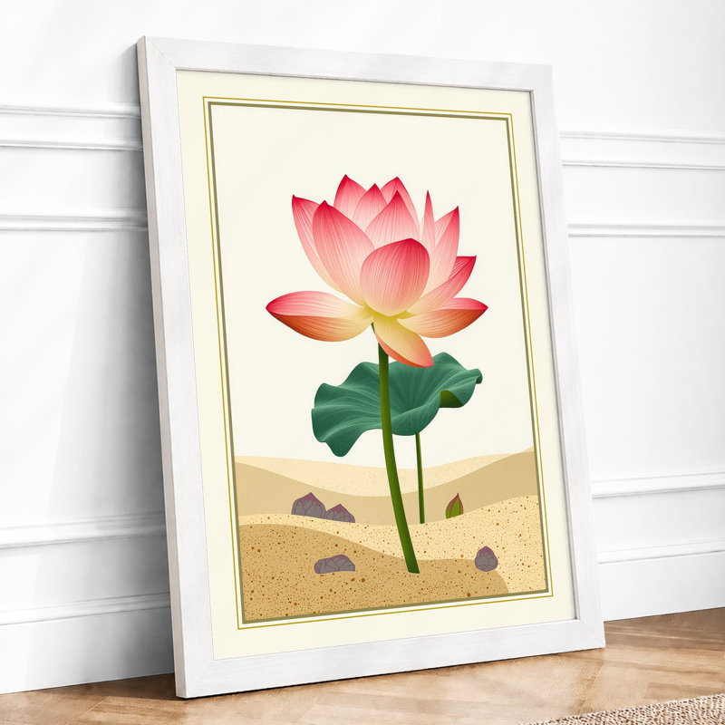 Desert Lotus Botanical - Framed Print, A1 - 84.1 x 59.4 cm, White