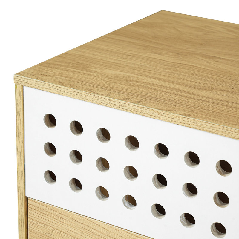 Enceinte de litière Mid-Century moderne, panneau de particules + panneau de fibres à densité moyenne, Natural