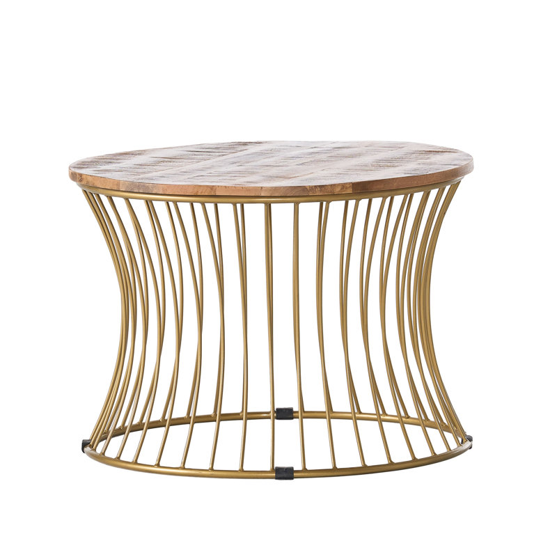 Table basse fabriquée à la main en fer et en bois de manguier - Rehausse votre décoration intérieure
