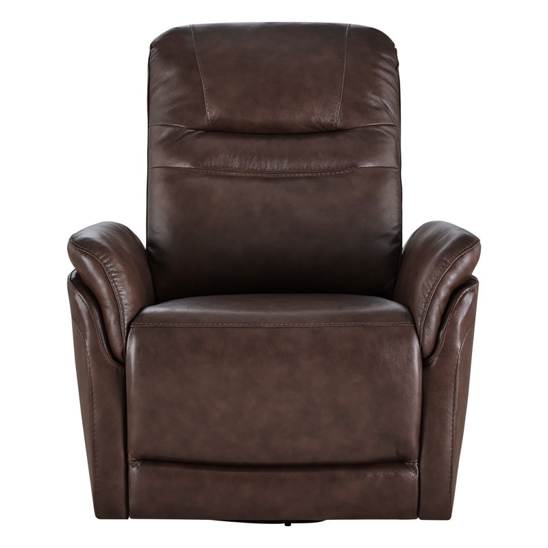 Martina Genuine Leather Swivel Gliding Power Recliner, Tan