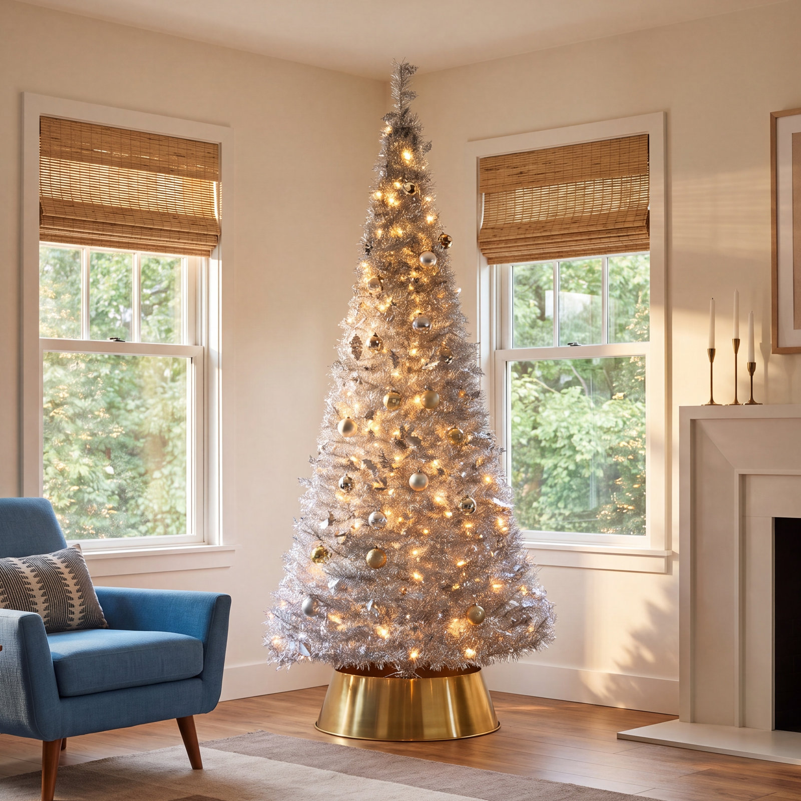 48' Lighted Artificial Pine Christmas Tree, 6'