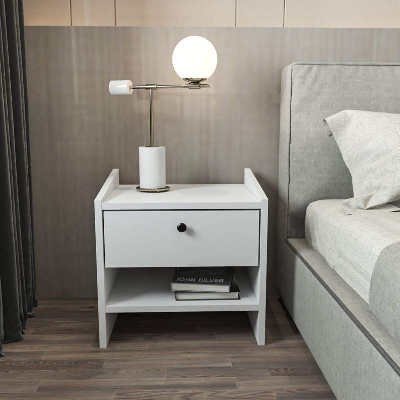 Berlin 1 Drawer Bedside Table, White