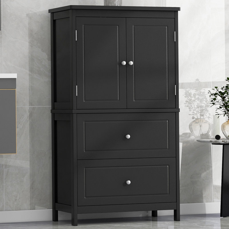 Armoire de salle de bain autoportante 43,3 po Webster, Noir
