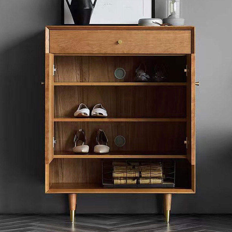Rangement pour chaussures en bois manufacturé moderne en noyer massif