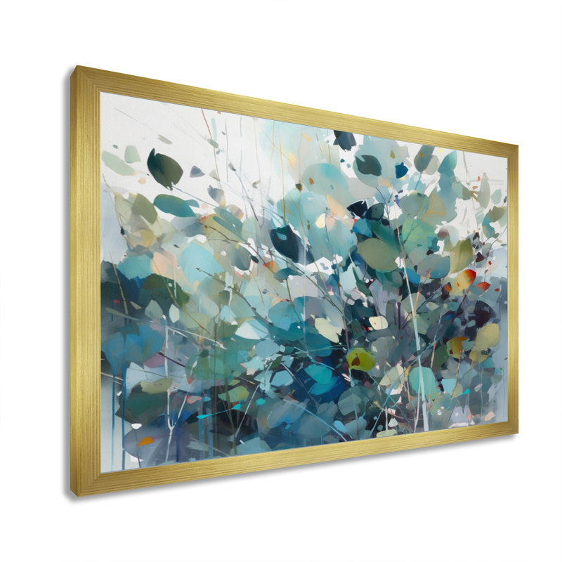 Décoration murale feuille verte feuillage III - feuilles, Impression encadrée, H 12 po x l 20 po, Doré