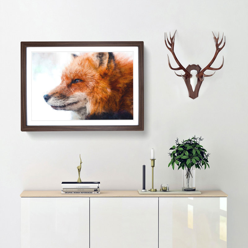 Profile of a Red Fox - Framed Print, 24cm H x 33cm W x 2cm D, Walnut Framed