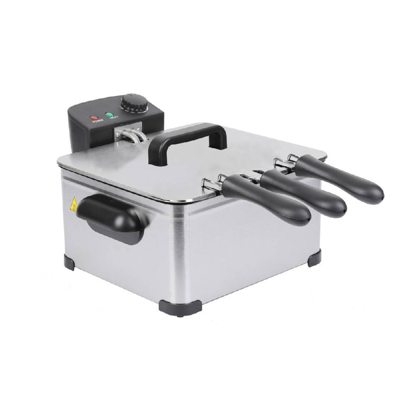 WHALL Deep Fryer with 3 Baskets,5 L/21 Cups Oil Capacity, 13.5" H x 12" W x 6" D