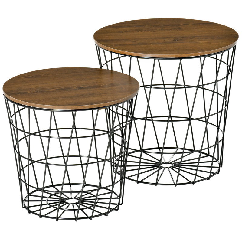 Ensemble de tables de bout Klaudija, Noyer / noir