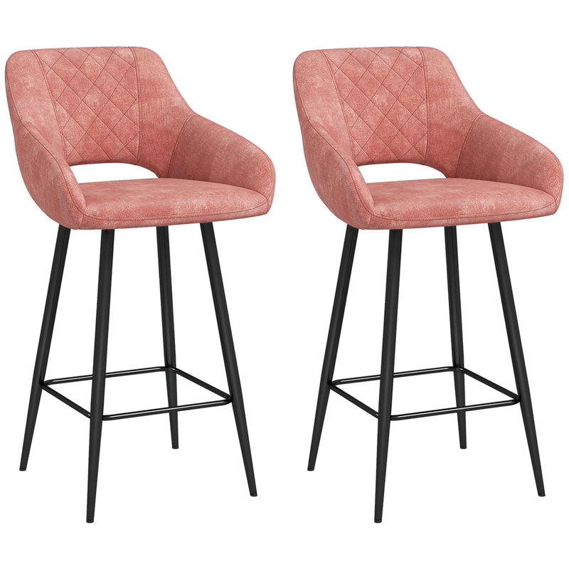 Orduna Upholstered Counter Stool with Metal Frame, Pink