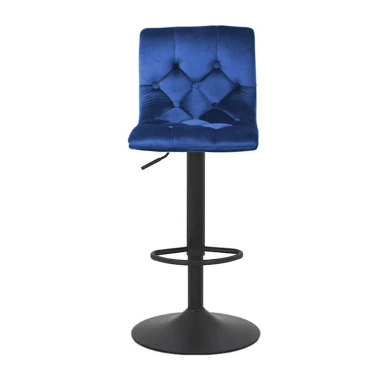 Tabouret réglable Jofiel, Velours bleu