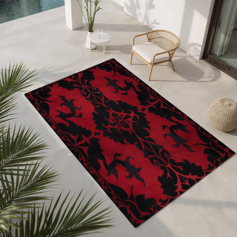Tapis intérieur et extérieur Ancient Bloom, Rectangulaire 8 pi x 10 pi