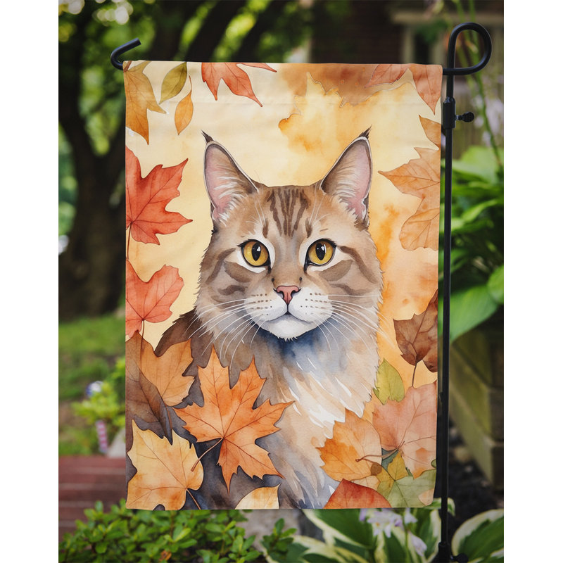 Chat en feuilles d'automne drapeau de jardin, Dwelf