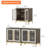  16" Deep Glass Sideboard Cabinet With Leather Doors