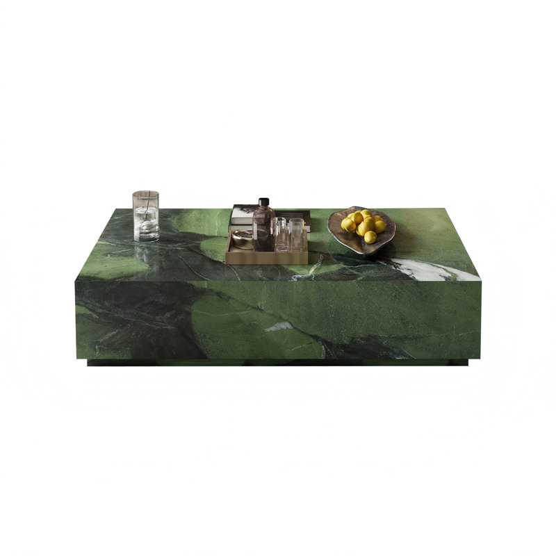 Luxury Rectangular Sintered Stone Coffee Table, Avocado Green