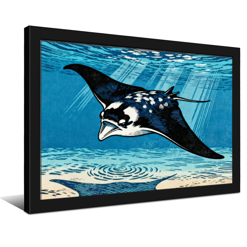 Animal Manta Ray Underwater Ocean Scene Art Print, 20" H x 30" W, Wrapped Canvas, Does Not Apply