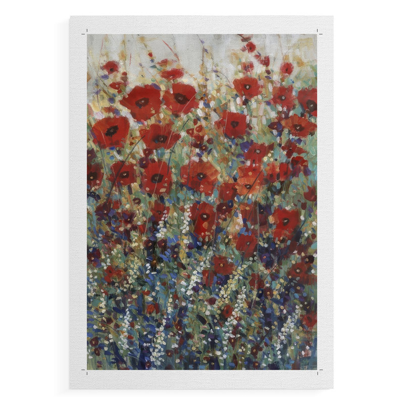 Garden Poppies I - Impression sur toile seulement - NON CADRE, H 18 po x l 12 po
