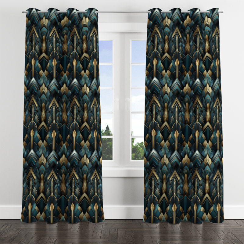 Ayoe - Damask Blackout Grommet Curtain - 1 Panel, 52" W x 95" L, Silver Grommets