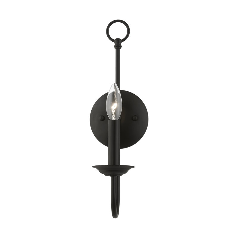 Applique murale à 1 lumière à intensité variable pour bougie Arunvir, Noir mat
