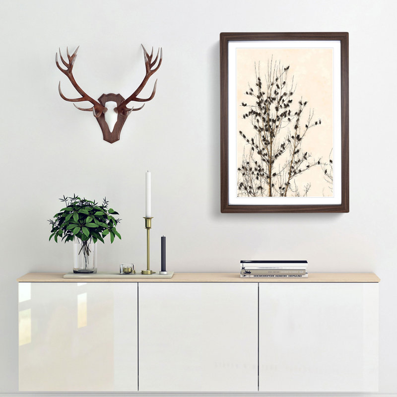 Birds in the Tree - Picture Frame Graphic Art Print, Walnut Framed, 45cm H x 33cm W x 2cm D