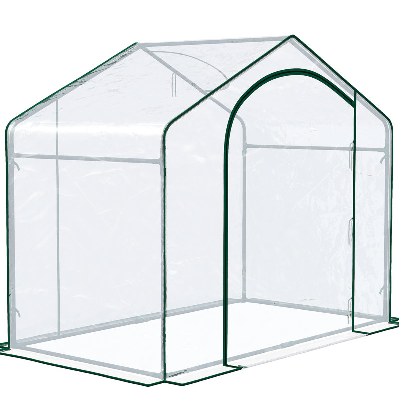 Serre de plain-pied avec structure en acier et système de ventilation portatif pour couverture d'herbes
