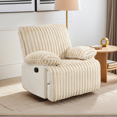 Causeuse inclinable manuelle, canapé inclinable en velours côtelé avec porte-gobelets cachés, canapé inclinable pour le cinéma maison de salon, beige
