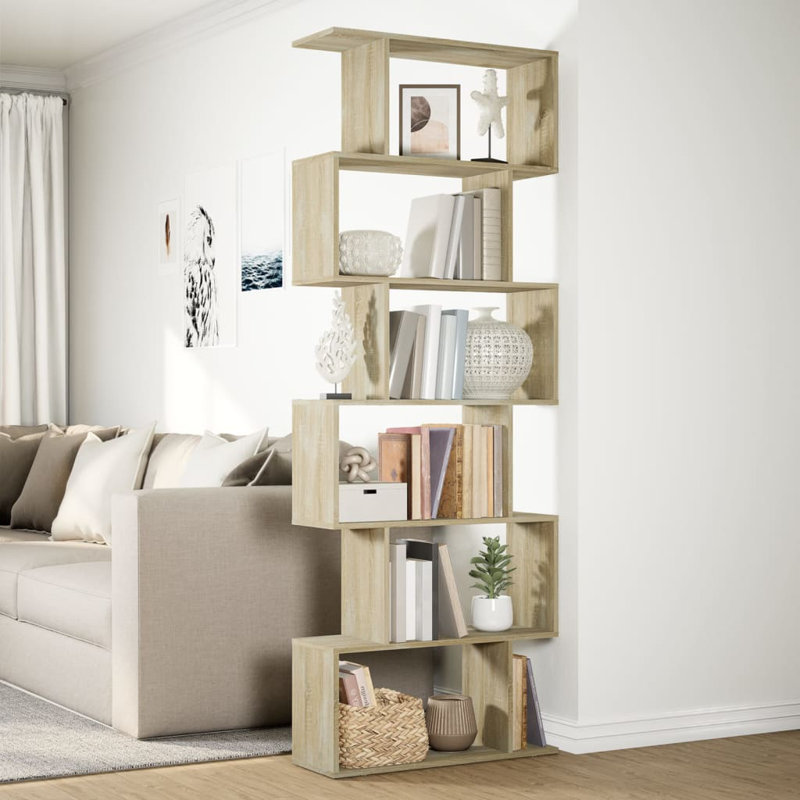 Sekai 70cm W Bookcase, Sonoma Oak, (6 Shelves) 193cm H x 70cm W x 24cm D