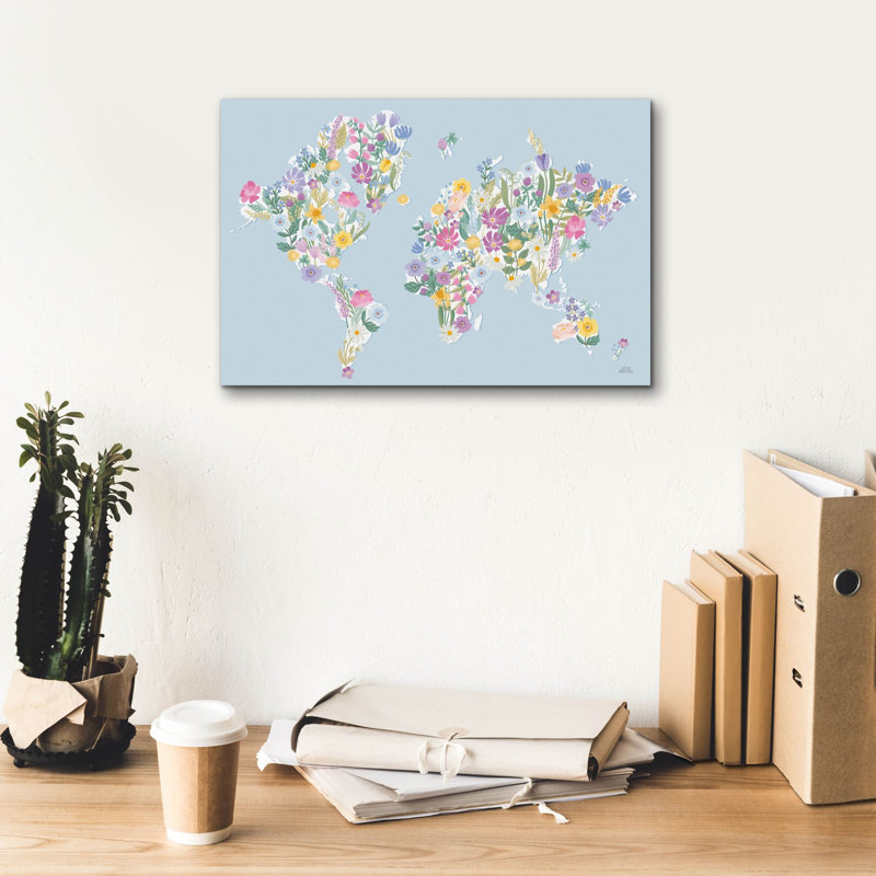 «Spring Meadow World» par Laura Marshall, art mural sur toile, H 12 po x l 18 po x P 0,75 po