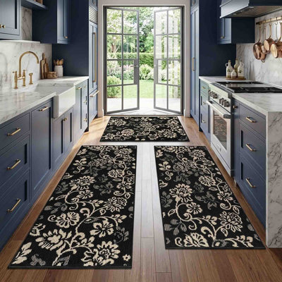 Tapis de cuisine antidérapant lavable à la machine (ensemble de 3)