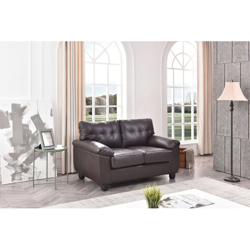 Moran 57" Pillow Top Arm Loveseat, Cappucino Faux Leather