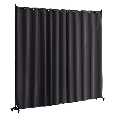 Cloison pour la salle à manger de la chambre à coucher, cloison portative en alliage d'aluminium gris, rideau de 121,5 po x 17,7 po et 96,7 po, structure en acier au carbone, quatre roues universelles, assemblage avec panneau d'instructions manuel