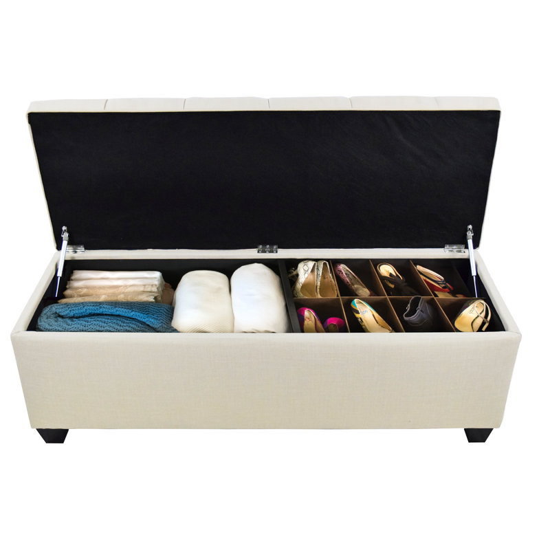 Banc de rangement rembourré Erik, Beige