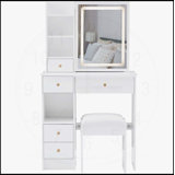 Compact Desktop Vanity Table with Advanced LED Mirror and Ample Storage