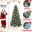 Arbre de Noël de 4 pi avec 747 pointes, baies rouges réalistes et pin naturel, branches pe + neige pour un environnement givré, structure à charnières à installation rapide et simple, métal solide et bien fixé
